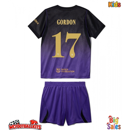 Barcelona Anthony Gordon #17 Replica Away Stadium Kit for Kids 2026-27 Short Sleeve (+ pants)